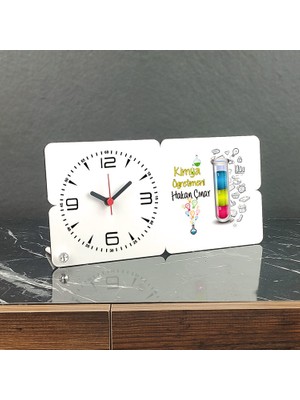 Hediyelen Kimya Öğretmenine Hediye Ahşap Masa Saatii