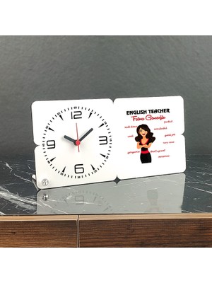 Hediyelen English Teacher Ahşap Masa Saati 005