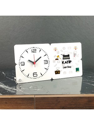 Hediyelen Katip Ahşap Masa Saati