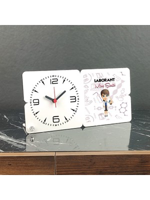 Hediyelen Laborant Ahşap Masa Saati 002