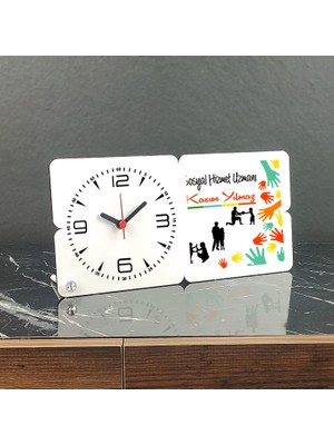 Hediyelen Sosyal Hizmet Uzmanı Ahşap Masa Saati