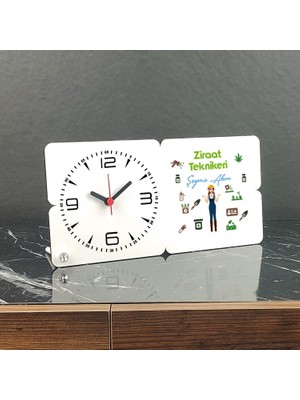 Hediyelen Ziraat Teknikeri Ahşap Masa Saati