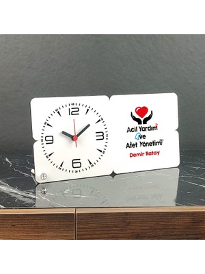 Hediyelen Acil Yardım ve Afet Yönetimi Ahşap Masa Saati