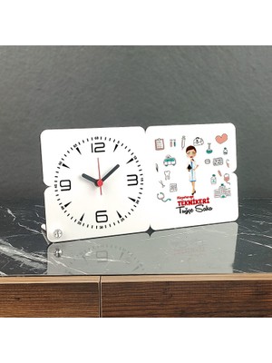 Hediyelen Fizyoterapi Teknikeri Ahşap Masa Saati