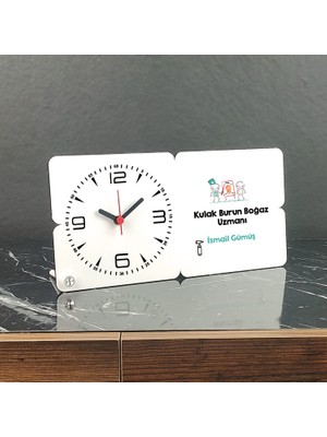 Hediyelen Kulak Burun Boğaz Uzmanı Ahşap Masa Saati 001