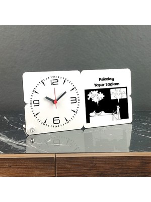 Hediyelen Psikolog Ahşap Masa Saati 001