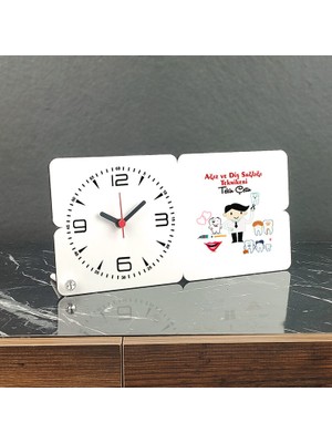 Hediyelen Ağız ve Diş Sağlığı Teknikeri Ahşap Masa Saati 002