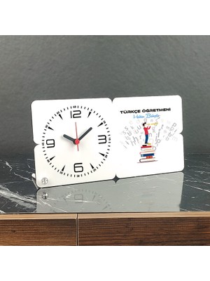 Hediyelen Türkçe Öğretmenine Hediye Ahşap Masa Saati