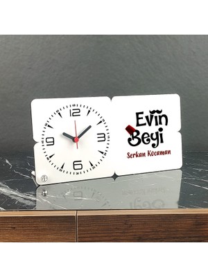 Hediyelen Evin Beyi Ahşap Masa Saati