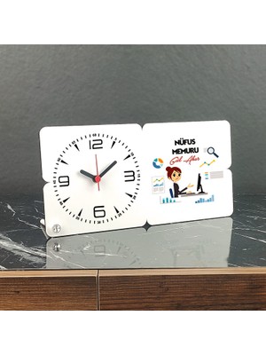 Hediyelen Nüfus Memuru Ahşap Masa Saati