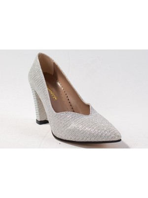 Dagoster DZA59-034 Gümüş Stıletto Topuklu Kadın Ayakkabı