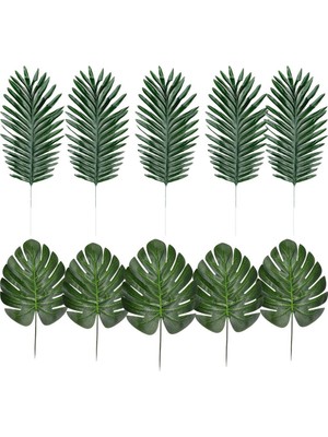 Nettenevime Yapay Çiçek 5 Palmiye ve 5 Monstera Yaprağı