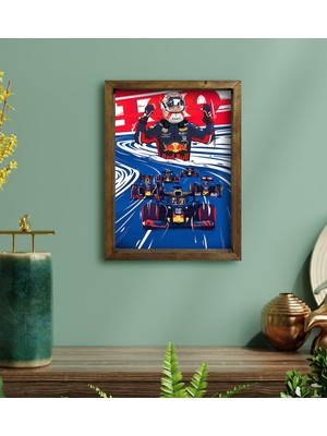 Bk Gift Formula 1 Tasarımlı Doğal Masif Ahşap Çerçeveli Tablo 30X40CM-1