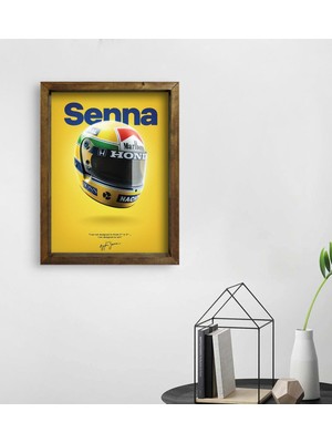 Bk Gift F1 Senna Tasarımlı Doğal Masif Ahşap Çerçeveli Tablo 45X65CM-1