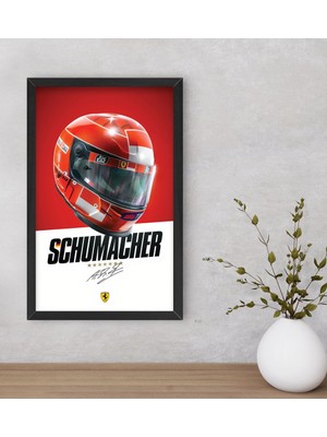 Bk Gift F1 Schumacher Tasarımlı Dekoratif Ahşap Siyah Çerçeveli Tablo-1