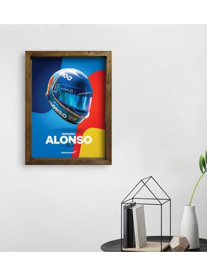Bk Gift Formula 1 Tasarımlı Doğal Masif Ahşap Çerçeveli Tablo 45X65CM-11