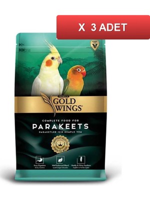 Gold Wings Premium Paraket Tropikal Kuş Yemi 1 kg 3 Paket