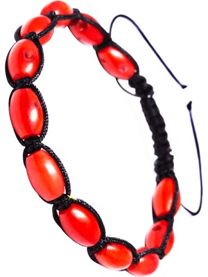 Tesbih Atölyesi Makrome Kapsül Kırmızı Mercan Bileklik