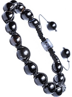 Tesbih Atölyesi Makrome Siyah Akik Taşı Bileklik