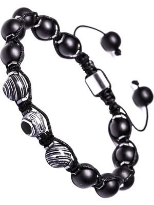 Tesbih Atölyesi Hematit Geçişli Oniks Taşı ve Malahit Bileklik