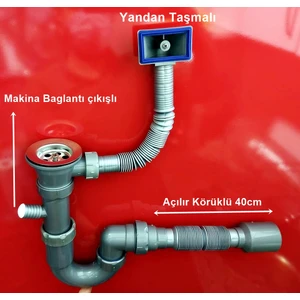 S'li Yandan Taşmalı Evye Sifonu - Körük Tahliye