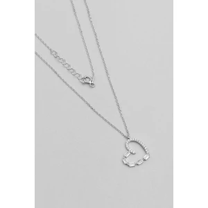 So CHIC Kalp Figürlü Baget Taşlı 18 Ayar Beyaz Altın Kaplama Gümüş Kolye