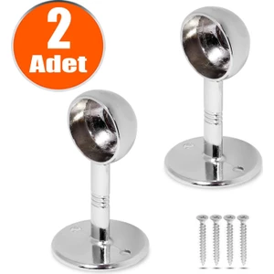 BADEM10 Oval Boru Askı Flanşı Yuvarlak Kapalı Ağız Dolap İçi Elbise Askı Aparatı Elemanı (2 Adet)