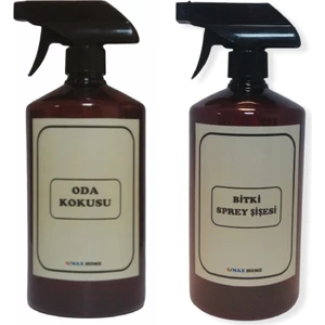 Amber Cam Görünümlü Plastik Etiketli Sprey Şişesi 1000 ml 2 Adet