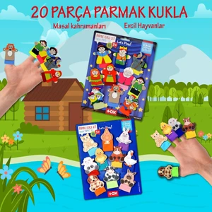 2 Set - 20 Parça Masal Kahramanları ve Evcil Hayvanlar Parmak Kukla