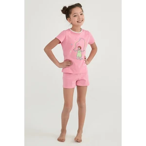 Çok Renkli Kız Çocuk Hoolahoop  4lü Pijama Takımı