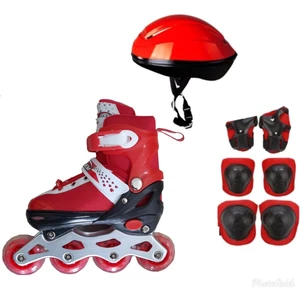 Erdem Oyuncak 2+1 Çift Sıra Ayarlanabilir Alıştırma Pateni + Dizlik Seti + Kask