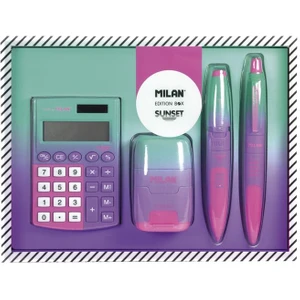 6350SN Compact Sunset Kare 4lü Pembe-Yeşilhesap Makineli Hediye Set