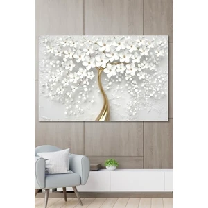 Hediyeler Kapında 90X130 Dekoratif Beyaz Gelincik Duvar Kanvas Tablo