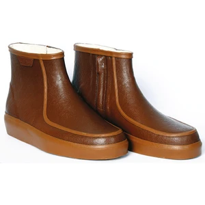 Krep Bot Fermuarlı Kısa Çizme Kahve