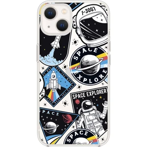 Apple Apple iPhone  13 Space Desenli Premium Silikonlu Şeffaf Telefon Kılıfı