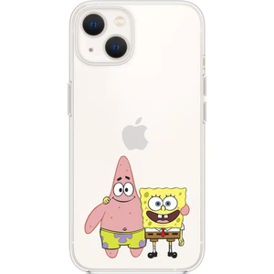 Apple iPhone 13 Sünger Bob & Patrickstar Desenli Premium Silikonlu Şeffaf Telefon Kılıfı