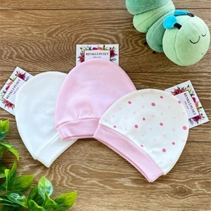 Renkli Puset 3'lü Penye Bebek Şapka Bere Takım Puan