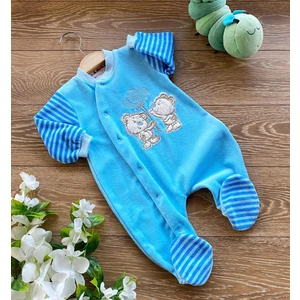 Renkli Puset Kadife Bebek Tulum Ayı Kalpli Ekru Pembe Mavi