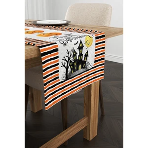 Turuncu Halloween Balkabağı Desenli Dijital Baskılı Runner CGH772-RN