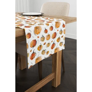 Turuncu Halloween Balkabağı Desenli Dijital Baskılı Runner CGH753-RN