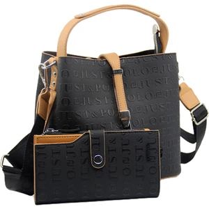 Just Polo Kilit Detaylı Kadın Kartlık ve Omuz Çanta Kombini PBU4002-1001