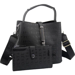 Just Polo Kilit Detaylı Kadın Kartlık ve Omuz Çanta Kombini PBU4002-1001