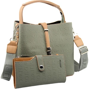Just Polo Kilit Detaylı Kadın Kartlık ve Omuz Çanta Kombini PBU4002-1001