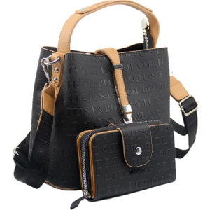 Just Polo Kilit Detaylı Kadın Kartlık ve Omuz Çanta Kombini PBU4002-1005