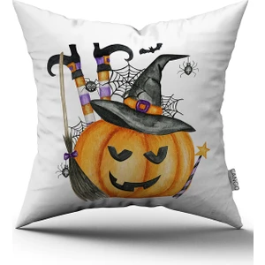 CANGO HOME Turuncu Halloween Balkabağı Desenli Dijital Baskılı Kırlent Kılıfı CGH746