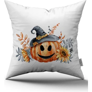 CANGO HOME Turuncu Halloween Balkabağı Desenli Dijital Baskılı Kırlent Kılıfı CGH757