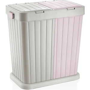 Twins Ikili Çok Amaçlı Pratik Kirli Çamaşır Sepeti 80 Lt Pembe