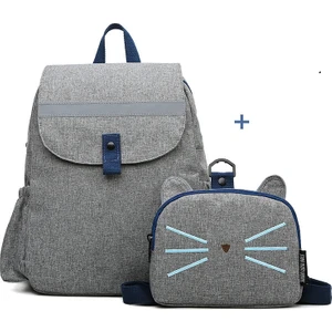 Büyük Kapasiteli Anne Çantası Su Geçirmez Çıkarılabilir Çekişli Ebeveyn-Çocuk Çantası Isı Yalıtımı Biberon Çantası - Gri (Yurt Dışından)