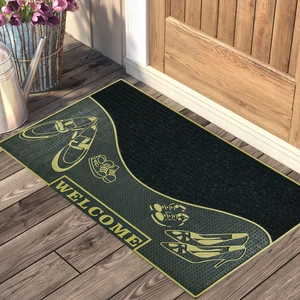 My Floor Welcome Yazılı Ayakkabı Desenli Toz Tutma Özellikli Kauçuk Kap...
