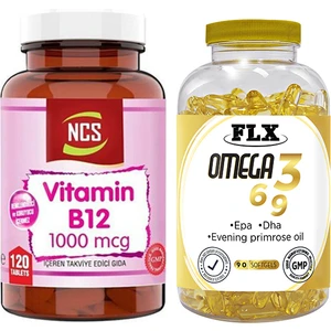 Vitamin B12 120 Tablet ve  Flx Omega 3-6-9 90 Tablet